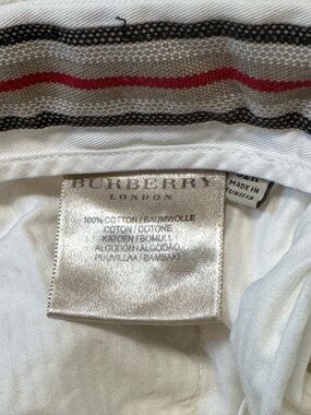 Burberry White Cotton Shirt with Black and Red Trim